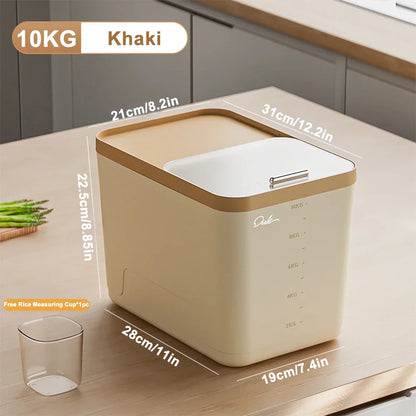 10KG Storage Container – Sealed Cereal, Pet Food, Rice, or Flour  Dispenser with Buckle